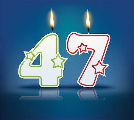 simsearch:400-07989439,k - Birthday candle number 47 with flame - eps 10 vector illustration Stock Photo - Budget Royalty-Free & Subscription, Code: 400-07989425