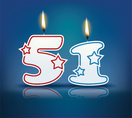 simsearch:400-07989439,k - Birthday candle number 51 with flame - eps 10 vector illustration Stock Photo - Budget Royalty-Free & Subscription, Code: 400-07989429