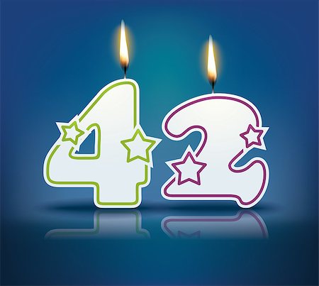 simsearch:400-07989439,k - Birthday candle number 42 with flame - eps 10 vector illustration Stock Photo - Budget Royalty-Free & Subscription, Code: 400-07989420