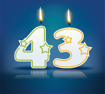 simsearch:400-07989439,k - Birthday candle number 43 with flame - eps 10 vector illustration Stock Photo - Budget Royalty-Free & Subscription, Code: 400-07989421