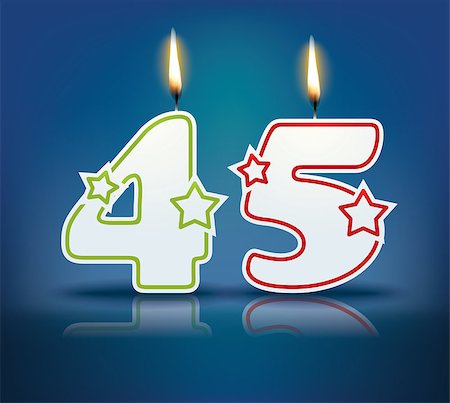 simsearch:400-07989439,k - Birthday candle number 45 with flame - eps 10 vector illustration Stock Photo - Budget Royalty-Free & Subscription, Code: 400-07989423