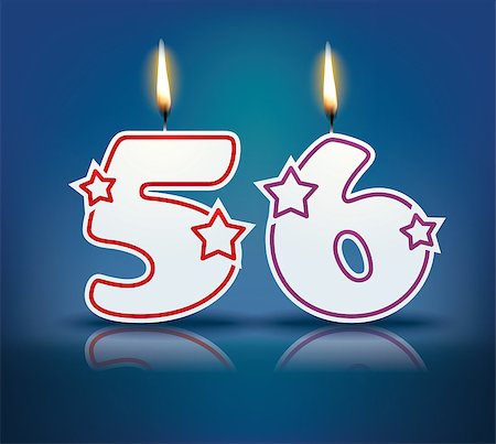 simsearch:400-07989439,k - Birthday candle number 56 with flame - eps 10 vector illustration Stock Photo - Budget Royalty-Free & Subscription, Code: 400-07989434