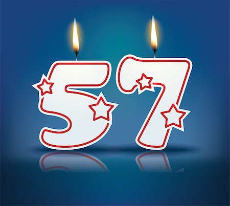 simsearch:400-07989439,k - Birthday candle number 57 with flame - eps 10 vector illustration Stock Photo - Budget Royalty-Free & Subscription, Code: 400-07989435