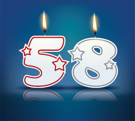 simsearch:400-07989439,k - Birthday candle number 58 with flame - eps 10 vector illustration Stock Photo - Budget Royalty-Free & Subscription, Code: 400-07989436