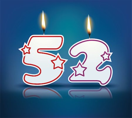 simsearch:400-07989439,k - Birthday candle number 52 with flame - eps 10 vector illustration Stock Photo - Budget Royalty-Free & Subscription, Code: 400-07989430