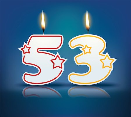 simsearch:400-07989439,k - Birthday candle number 53 with flame - eps 10 vector illustration Stock Photo - Budget Royalty-Free & Subscription, Code: 400-07989431