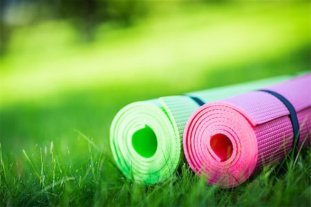 Gymnastic mats on the grass Stock Photo - Budget Royalty-Free & Subscription, Code: 400-07989519