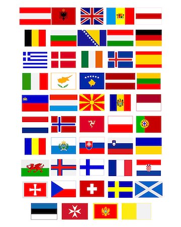 simsearch:400-08290098,k - Flags of European countries on a white background Stock Photo - Budget Royalty-Free & Subscription, Code: 400-07989637