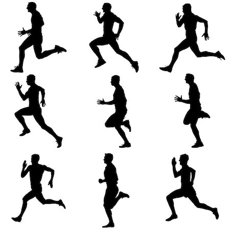 simsearch:400-04273380,k - Set of silhouettes. Runners on sprint, men. vector illustration. Foto de stock - Super Valor sin royalties y Suscripción, Código: 400-07989855