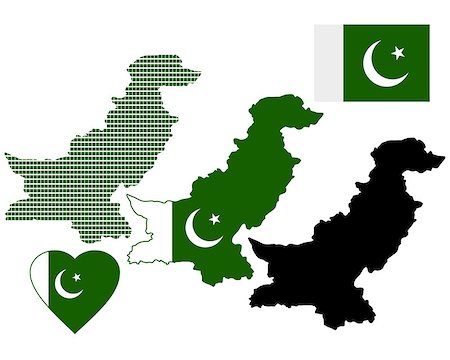 Map of Pakistan and different types of symbols on a white background Foto de stock - Super Valor sin royalties y Suscripción, Código: 400-07980200