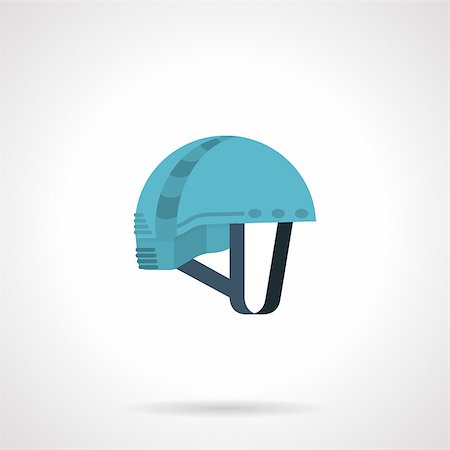 simsearch:400-04259396,k - Blue climbing helmet with gray straps. Flat isolated icon on gray background Fotografie stock - Microstock e Abbonamento, Codice: 400-07980228