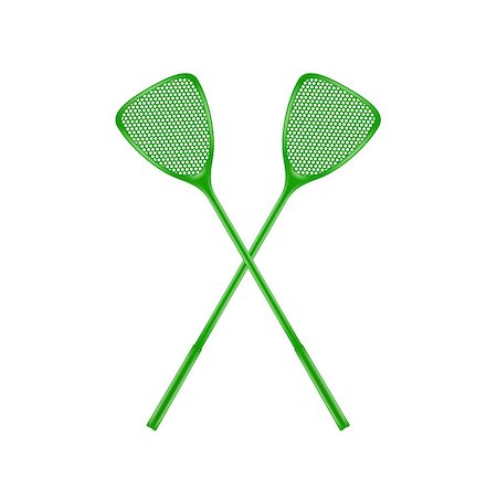 Two crossed fly swatters in green design on white background Stock Photo - Budget Royalty-Free & Subscription, Code: 400-07980458