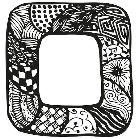 simsearch:400-07105878,k - Hand drawn doodling frame for text or photo, abstract doodle background with patterns, vector illustration Stockbilder - Microstock & Abonnement, Bildnummer: 400-07980555