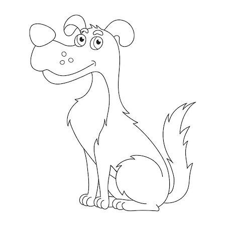 simsearch:400-04330222,k - Funny cartoon doggy, vector illustration of cute sly dog, coloring book page for children Stock Photo - Budget Royalty-Free & Subscription, Code: 400-07980553