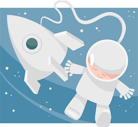 simsearch:400-07829391,k - Cartoon Illustration of Little Boy Astronaut in Space Photographie de stock - Aubaine LD & Abonnement, Code: 400-07980732
