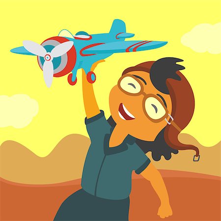 Child playing airplane eps 8 file format Stock Photo - Budget Royalty-Free & Subscription, Code: 400-07980772