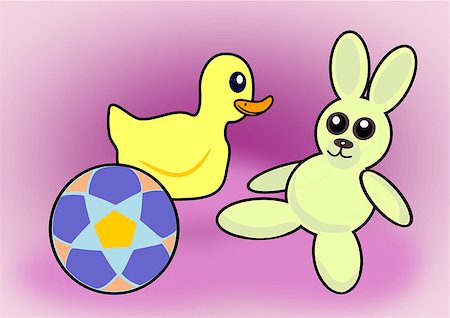 simsearch:400-07975760,k - A ball, a toy rabbit and a rubber duck Fotografie stock - Microstock e Abbonamento, Codice: 400-07980894