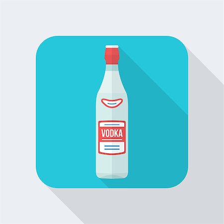 vector colored flat design vodka bottle icon with shadow Stock Photo - Budget Royalty-Free & Subscription, Code: 400-07980904