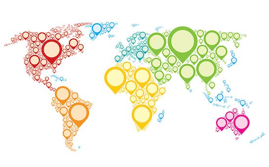 Colorful world map showing Earth with all continents. Photographie de stock - Libre de Droits (LD), Artiste: Kamaga, Le code de l’image : 400-07980953