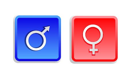 Two gender sign buttons isolated - vector illustration Foto de stock - Super Valor sin royalties y Suscripción, Código: 400-07980965