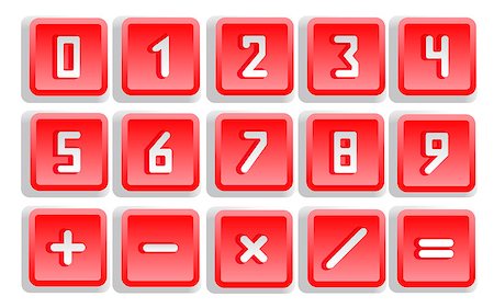 Red numeric button set isolated - vector illustration Foto de stock - Super Valor sin royalties y Suscripción, Código: 400-07980961