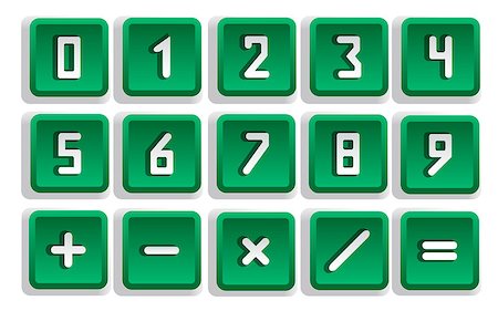 Green numeric button set isolated - vector illustration Foto de stock - Super Valor sin royalties y Suscripción, Código: 400-07980962