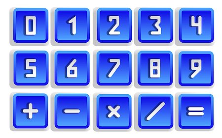 Blue numeric button set isolated - vector illustration Foto de stock - Super Valor sin royalties y Suscripción, Código: 400-07980963