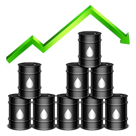 simsearch:400-08528272,k - Oil barrels and green chart arrow on white background Stock Photo - Budget Royalty-Free & Subscription, Code: 400-07981064