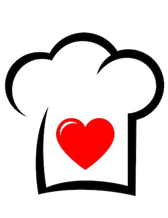 sign with black chef hat and red heart silhouette Stock Photo - Budget Royalty-Free & Subscription, Code: 400-07981094
