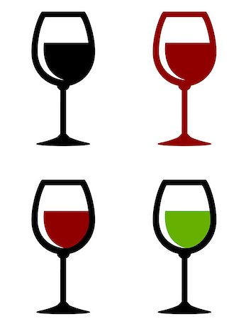 colorful glossy wine glasses set on white background Stock Photo - Budget Royalty-Free & Subscription, Code: 400-07981093