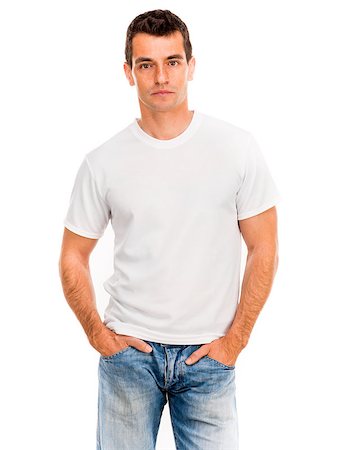 simsearch:400-06457206,k - white t-shirt on a young man isolated Photographie de stock - Aubaine LD & Abonnement, Code: 400-07981342