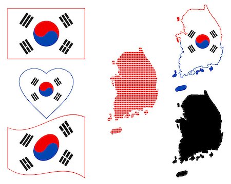 simsearch:400-08048154,k - map of South Korea and the different types of characters on a white background Photographie de stock - Aubaine LD & Abonnement, Code: 400-07981371
