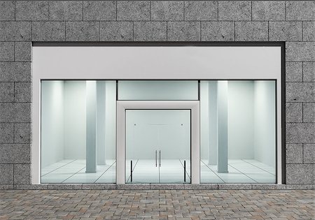 shopping mall shop front - Modern Empty Store Front with Big Windows Stock Photo - Budget Royalty-Free & Subscription, Code: 400-07981434