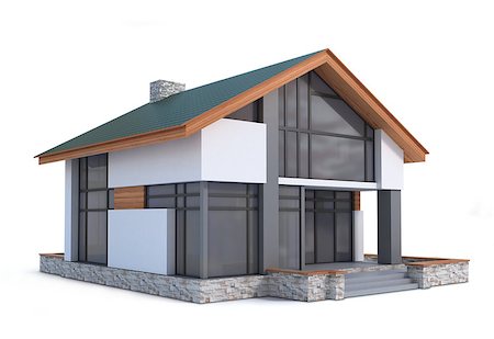 House on white background. Three-dimensional image. Stock Photo - Budget Royalty-Free & Subscription, Code: 400-07981454