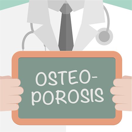 minimalistic illustration of a doctor holding a blackboard with Osteoporosis text, eps10 vector Stock Photo - Budget Royalty-Free & Subscription, Code: 400-07981633