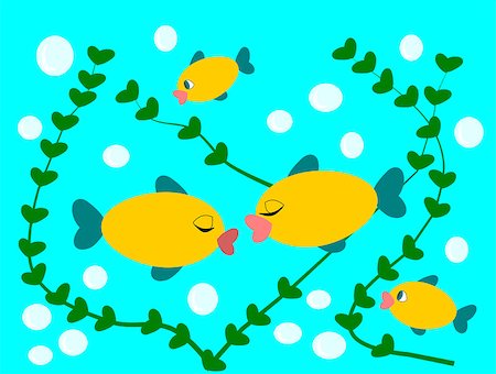 simsearch:400-07524567,k - Some funny fishes swimming in turquoise water with bubbles. Stock Photo - Budget Royalty-Free & Subscription, Code: 400-07981703