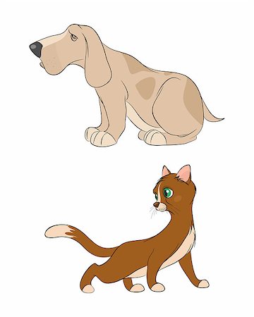 simsearch:400-08750179,k - Vector illustration of a two animals, cat and dog Stock Photo - Budget Royalty-Free & Subscription, Code: 400-07981791