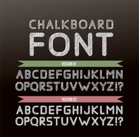 Vector chalk font in two variations on chalkboard Stock Photo - Budget Royalty-Free & Subscription, Code: 400-07981811