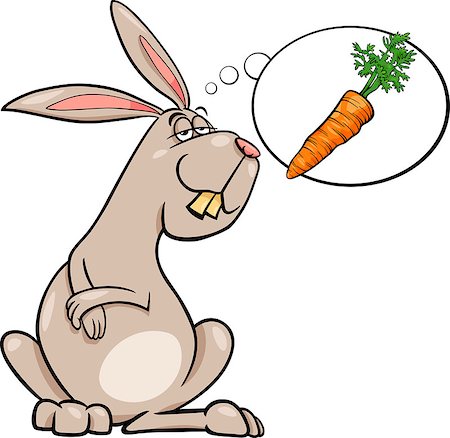 rabbit ears clipart - Cartoon Illustration of Funny Rabbit Dreaming about Carrot Stock Photo - Budget Royalty-Free & Subscription, Code: 400-07981845