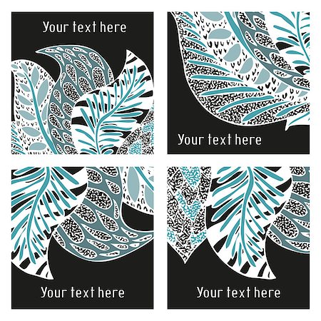 simsearch:400-08043294,k - Set of vector modern posters with amazing feathers and patterns in tattoo style. Vector background for event and party design template Stock Photo - Budget Royalty-Free & Subscription, Code: 400-07981941