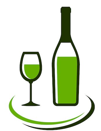 simsearch:400-07981098,k - bottle and glass of white wine with decorative lines Fotografie stock - Microstock e Abbonamento, Codice: 400-07982011