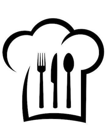 simsearch:400-07618964,k - black restaurant icon with abstract chef hat, fork, spoon and knife Stock Photo - Budget Royalty-Free & Subscription, Code: 400-07982013