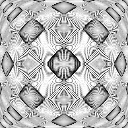 simsearch:400-07631338,k - Design warped monochrome geometric diamond pattern. Abstract textured background. Vector art. No gradient Stockbilder - Microstock & Abonnement, Bildnummer: 400-07982029