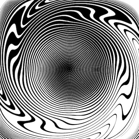 simsearch:400-07555671,k - Design monochrome vortex movement illusion background. Abstract strip lines warped backdrop. Vector-art illustration. No gradient Photographie de stock - Aubaine LD & Abonnement, Code: 400-07982031