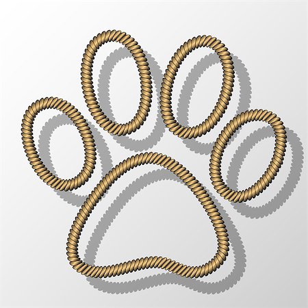 Illustration paw print with a rope on a white background. Stock Photo - Budget Royalty-Free & Subscription, Code: 400-07982506