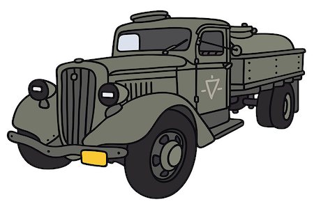 Hand drawing of a classic military tank truck - not a real model Stock Photo - Budget Royalty-Free & Subscription, Code: 400-07982685