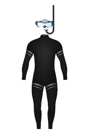 diver in the suit - Diving suit and diving goggles with snorkel on white background Stock Photo - Budget Royalty-Free & Subscription, Code: 400-07983031