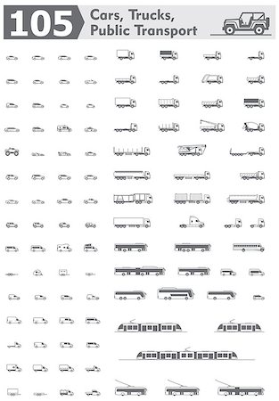 simsearch:400-06069419,k - Set of the different types of cars, trucks and public transport Stock Photo - Budget Royalty-Free & Subscription, Code: 400-07983281