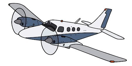 Hand drawing of a twin engine propeller airplane - not a real model Stock Photo - Budget Royalty-Free & Subscription, Code: 400-07983471