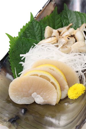 razor clam - tairagi(pacific pen shell, atrina pectinata) sashimi, japanese cuisine isolated on white background Stock Photo - Budget Royalty-Free & Subscription, Code: 400-07983584